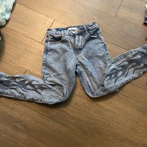 really cool flame detailed jeans